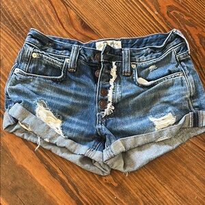 Free People Blue Distressed Jean Shorts